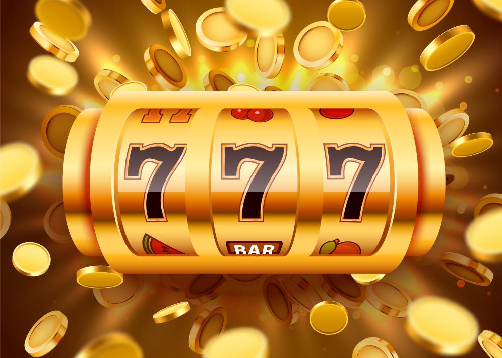Slots i guld med flygande guldmynt runtomkring